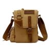 Augur Men's Vintage Genuine Leather Canvas Leisure Shoulder Bag Crossbody Bag