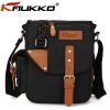 KAUKKO Men Women Canvas Microfibric Leather Leisure Crossbody Bag Outdoor Travel Shoulder Bag
