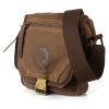AUGUR Men's Canvas Leather Leisure Crossbody Bag Vintage Style Shoulder Pocket
