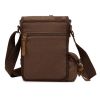 Augur Men's Vintage Genuine Leather Canvas Leisure Shoulder Bag Crossbody Bag