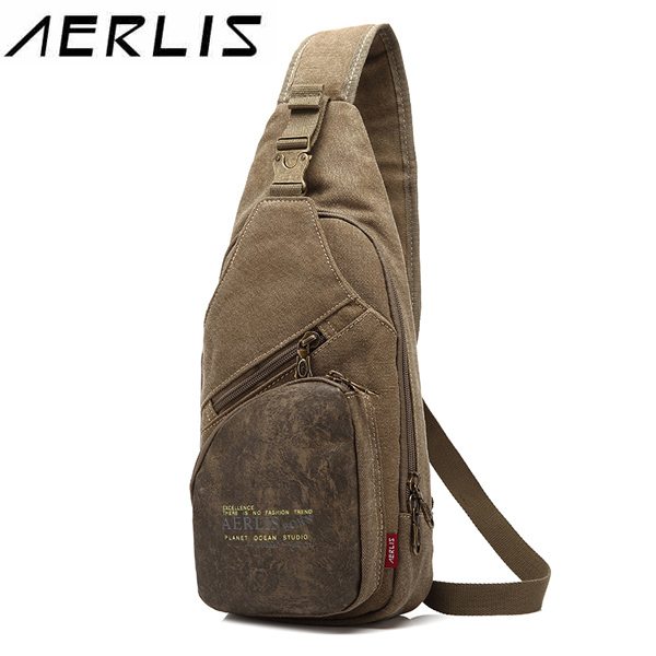 AERLIS Men Canvas Multifunctional Sport Casual Chest Crossbody Bag