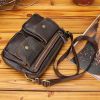 Men Cowhide Genuine Leather Multifunctional Waist Messenger Crossbody Bag