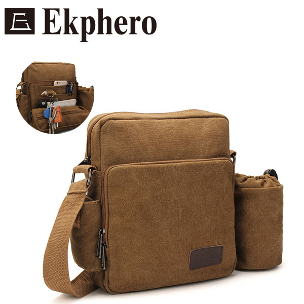 Ekphero Multifunction Versatile Canvas Messenger Bag Crossbody Bag Leisure Change Packet