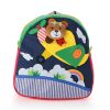 3D Cartoon Plane Bear Backpack; Handmade Cotton Bag
