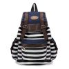 Women Unisex Backpack Canvas Stripe Leisure Bags Students School Bag