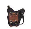 KAUKKO Black Men's Retro Canvas Travel Shoulder Bags Messenger Bag