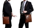 PABOJOE Men Genuine Leather Crossbody Bag Shoulder Messenger Briefcase