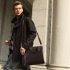 Men PU Business Casual Black Brown Shoulder Messenger Bag Handbag