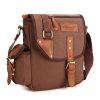 KAUKKO Men Women Canvas Microfibric Leather Leisure Crossbody Bag Outdoor Travel Shoulder Bag