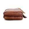 Retro Men Leather Phone Waist Bag Double Zipper Outdoor Arm Bag