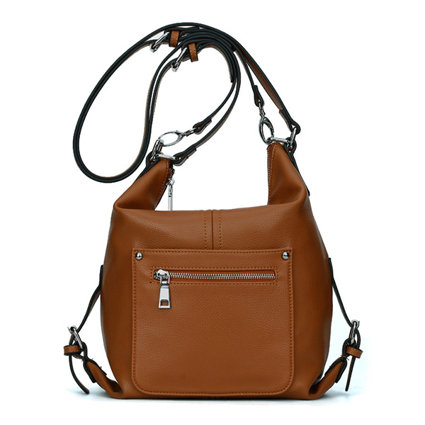 Women; Microfiber Leather; Retro; Shoulder Bags; Ladies Elegant; Zipper Backpack; Crossbody Bags (Color: Brown)