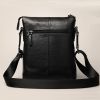 Men's Leather Shoulder Bag Black Soft Zipper Vertical BOSSGE