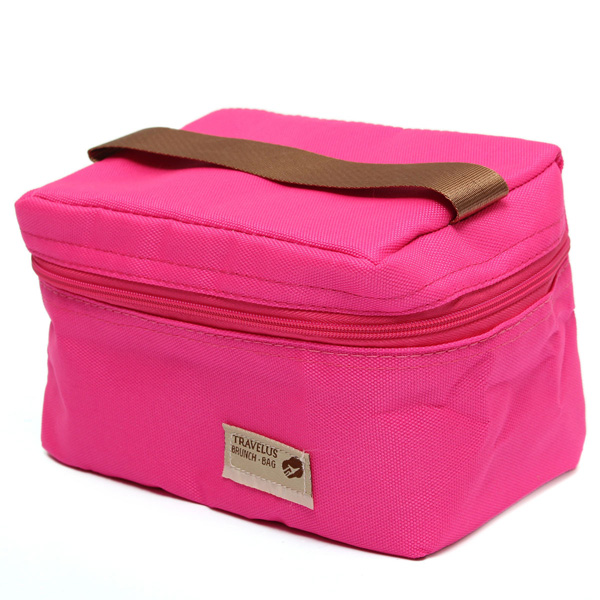 Thermal Cooler; Lunch Box; Storage Bag; Portable Carry Tote (Color: Rose Red)