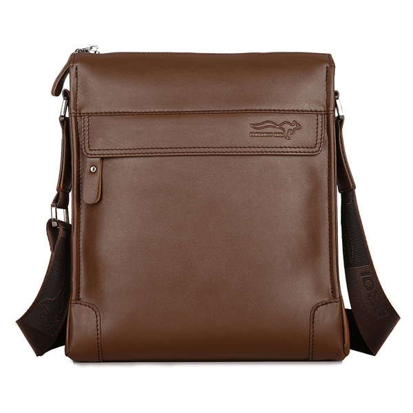 Genuine Cowhide Leather Shoulder Bag (Color: Brown)