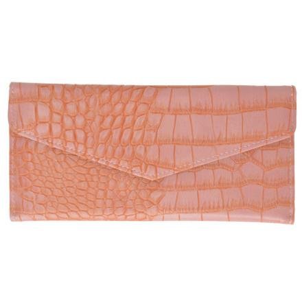 Croco Print Fashion Coorful Ladies Wallet/ Clutch (Color: Peach)