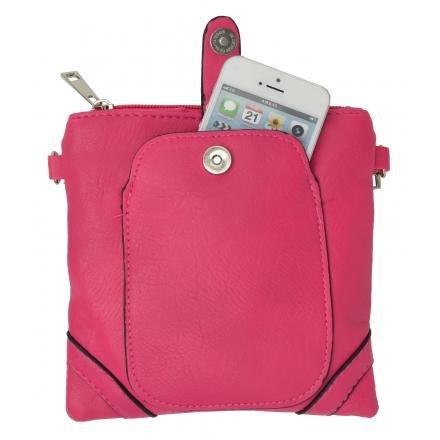 Mini Crossbody bag with Cell Phone Pouch (Color: Pink)