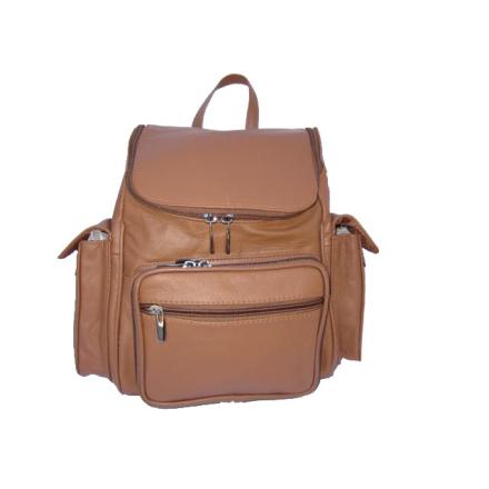 Soft Leather Backpack Travel Bag (Color: Tan)