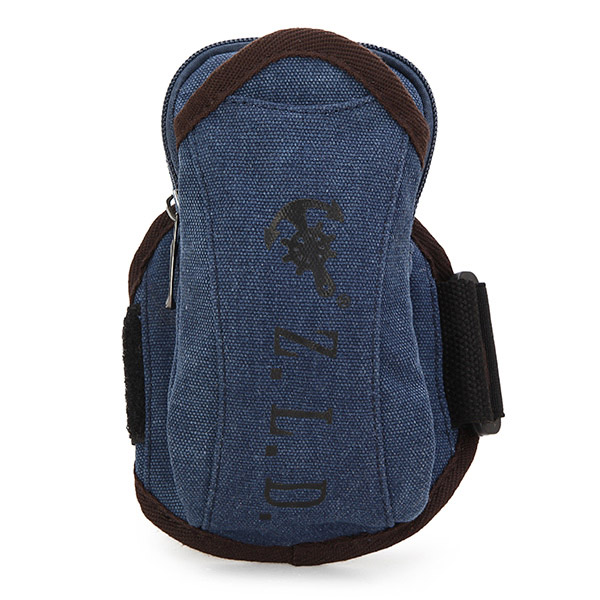 Phone Holder Small Arm Bag; Men or Women; Canvas;  Outdoor Sport (Color: Deep Blue)