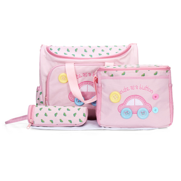 Car Pattern Baby Care Diaper Bags Storage Handbag (Color: Pink)