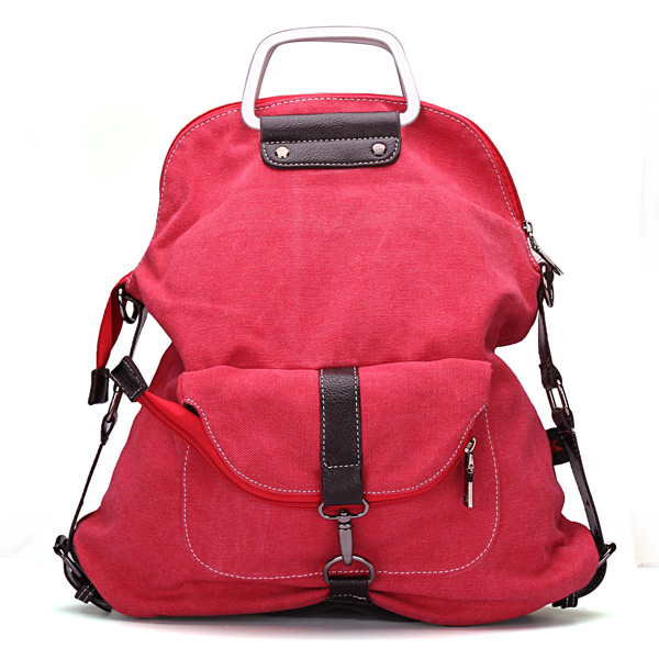 Women Canvas Backpack; Casual Handbags; Shoulder Bags; Travel Rucksack; Satchel; Students Book Bags (Color: Red)