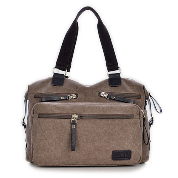 Mens Vintage Canvas Dual-Purpose Handbag Shoulder Crossbody Bag (Color: Coffee)