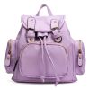 Women Backpack Casual PU Leather Ladies Candy Color Shoulder Bag
