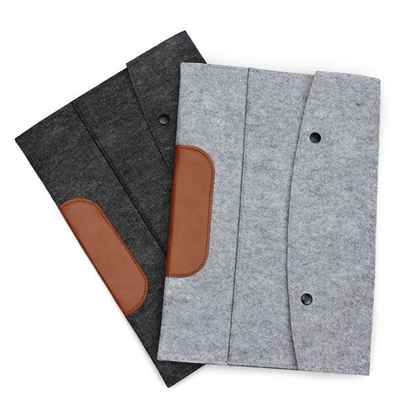 Woolen Felt 15.4 Inch Envelope Laptop Case Cover Bag (Color: Light Gray)