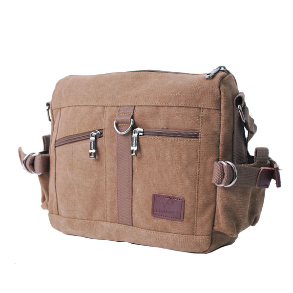 Casual Canvas Crossbody Bag (Color: Brown)