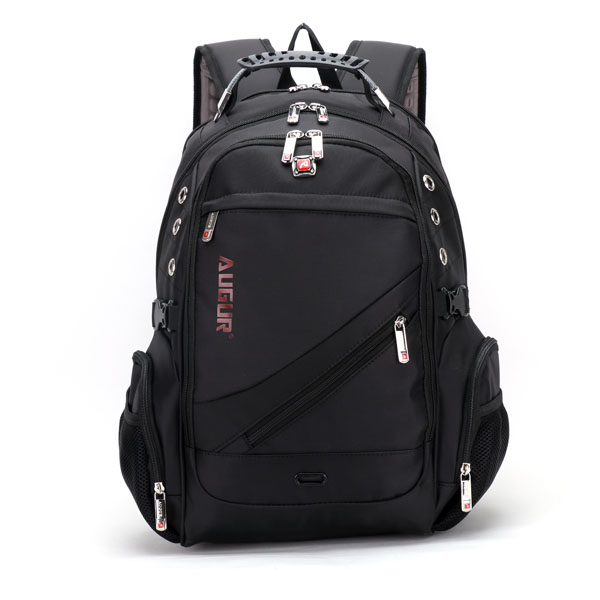 AUGUR; Men Oxford; Leather; Big Capacity; Travel; Outdoor; Laptop; Shoulders Bag; Backpack (Color: Black)